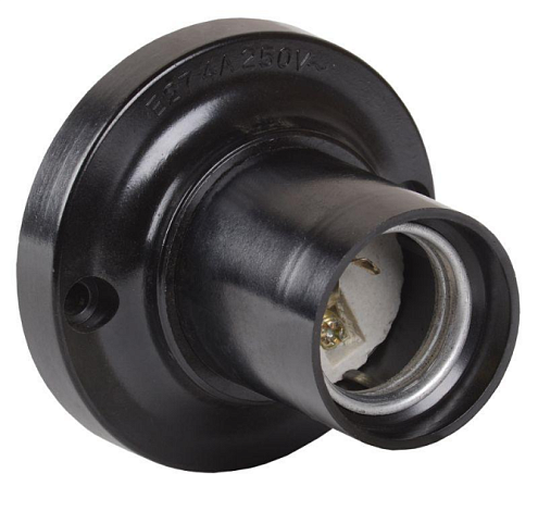 Патрон потолочный E27 Пкб27-04-К21 карболит. с этикеткой черн. IEK EPK12-04-01-K01: фотография 1