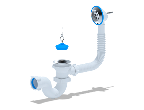 Сифон для ванны с выпуском 1 1/2&quot;х40, с переливом АНИ Пласт Е150: фотография 1