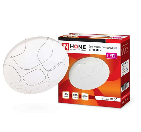 Светильник светодиодный DECO 18Вт 230В 6500К 1170лм 230мм ГЛОРИЯ IN HOME 4690612022277: фотография 1
