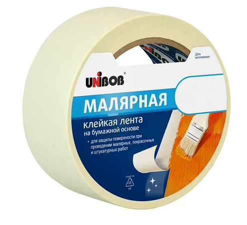 Малярная клейкая лента 25мм х 40м, 135мкм белая Unibob: фотография 1