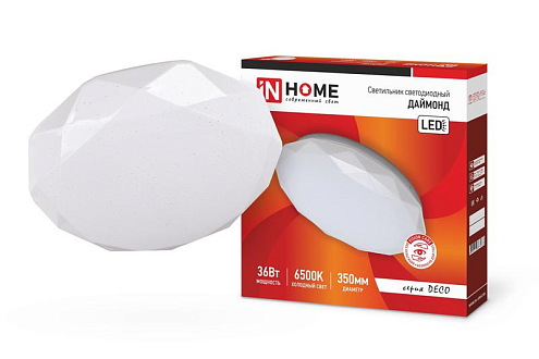 Светильник светодиодный DECO ДАЙМОНД 36Вт 230В 6500К 2340лм 350мм IN HOME 4690612033730: фотография 1
