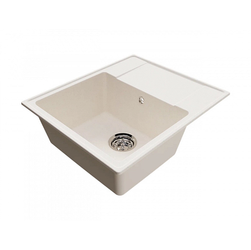 Мойка 575х495 MIXLINE МЛ-ГМУ05 (ML-GMU05) Ультра с крылом, белый камень: фотография 1