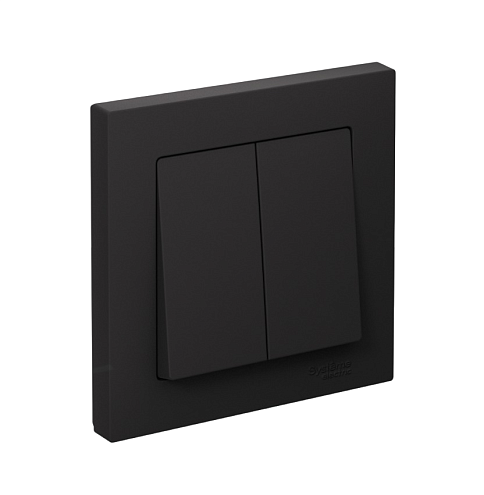 Выключатель 2-клавишный AtlasDesign 10А IP20 (сх.5) 10AX в сборе карбон Systeme Electric ATN001052: фотография 1