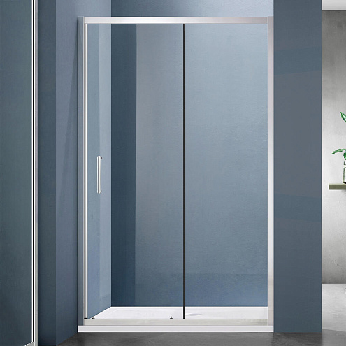 Душевое ограждение SANTREK AQUA Lea- DF-1200-C-Chrome 1200*1850 Прямое стекло Прозр 5мм, профиль Хром  : фотография 1