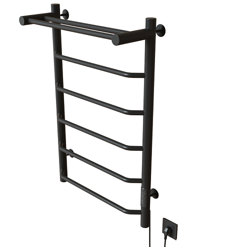 Полотенцесушитель Mixline Mira  80х50 таймер, 336 Вт, 5 перекладин + полка, электрический графит: фотография 1