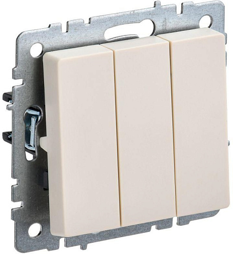 Выключатель 3-кл. СП BRITE ВС10-3-0-БрКр 10А беж. IEK BR-V30-0-10-K10: фотография 1