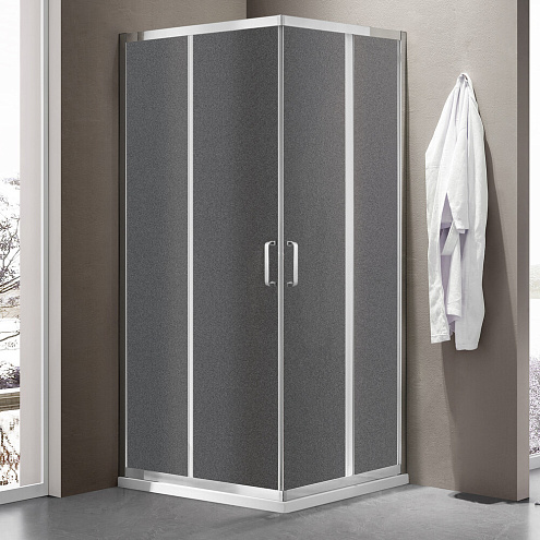 Душевое ограждение SANTREK AQUA Iris-CR-1000х900-G-Chrome 1000х900х1850 Г-образное, стекло Грейп 6мм, профиль Хром : фотография 1