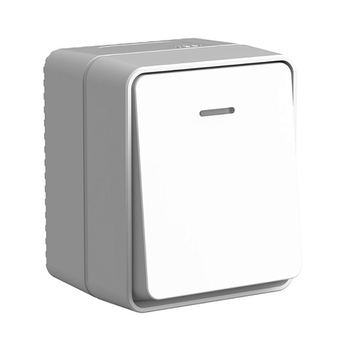 Выключатель 1-клавишный AtlasDesign Profi IP54 10АX с подсветкой серый Systeme Electric ATN543013: фотография 1