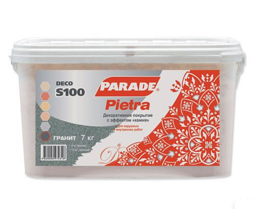 Декоративное покрытие PARADE DECO Pietra S100 с эффектом камня, гранит, 7кг: фотография 1