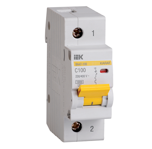 Выключатель автоматический модульный 1п C 100А 10кА ВА47-100 KARAT IEK MVA40-1-100-C: фотография 1