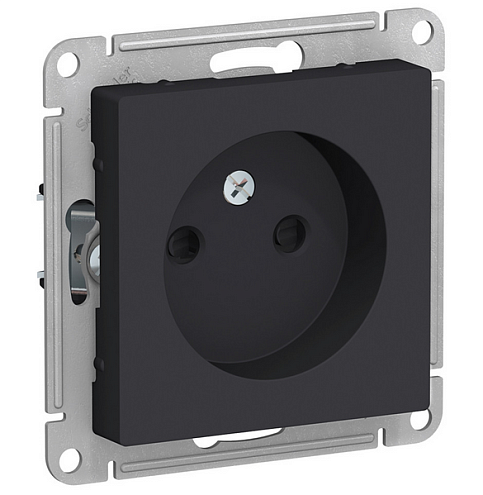 Механизм розетки 1-м СП ATLAS DESIGN без заземл. защ. шторки 16А карбон SchE ATN001049: фотография 1