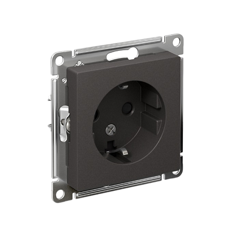 Розетка AtlasDesign 16А с заземлением защитные шторки механизм базальт Systeme Electric ATN001445: фотография 1