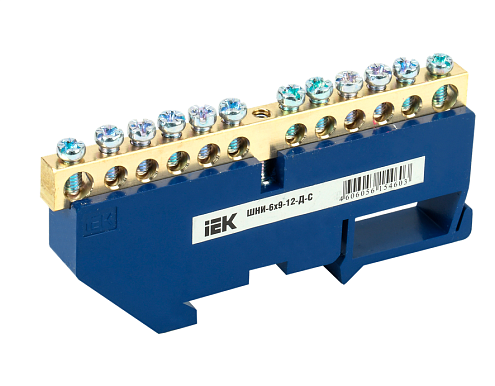 Шина нулевая на DIN-изолятор Ni ШНИ-6х9-12-Д-С IEK YNN10-12-D-K07-N: фотография 1