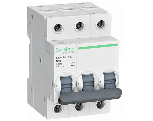 Выключатель автоматический модульный 3п C 10А 4.5кА City9 Set 400В SE C9F34310: фотография 1