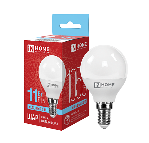 Лампа светодиодная LED-ШАР-VC 11Вт 230В Е14 6500К 1050Лм IN HOME 4690612024929: фотография 1