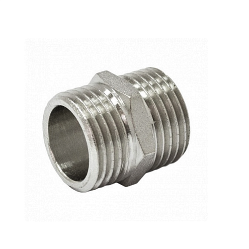 Ниппель латунный 1 1/4&quot; НН никелированный STI: фотография 1