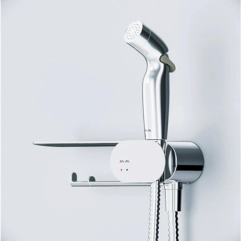 Гигиенический душ со смесителем AM.PM Like F0202600 хром встраиваемый, полка, шланг 1500, держатель туалетной бумаги: фотография 1