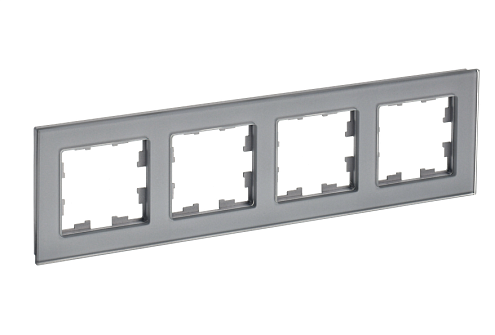 Рамка 4 -местная BRITE РУ-4-2-БрСе стекло серый IEK BR-M42-G-K03: фотография 1