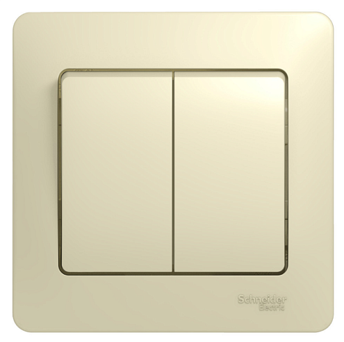 Выключатель 2-клавишный Glossa 10А IP20 (сх. 5) 10AX в сборе бежевый Systeme Electric GSL000252: фотография 1