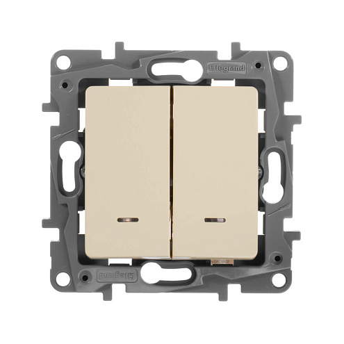 Механизм переключателя 2-кл. СП Etika с подсветкой авт. сл. кость. Leg 672316: фотография 1