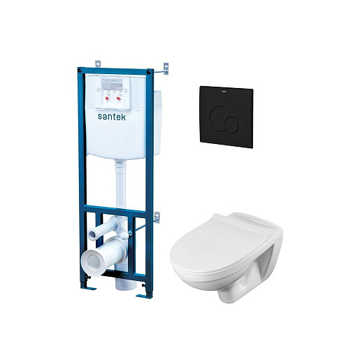 Комплект инсталляция Santek Бореаль Пэк 1WH302464 с подвесным унитазом, с сиденьем микролифт и черной клавишей смыва: фотография 1