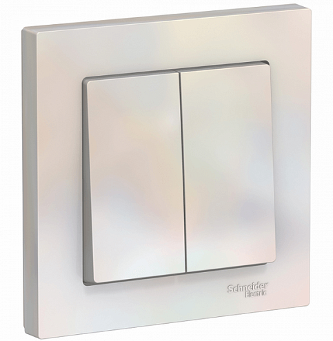 Выключатель 2-кл. ATLAS DESIGN (сх.5) 10АХ в сборе жемчуг SchE ATN000452: фотография 1