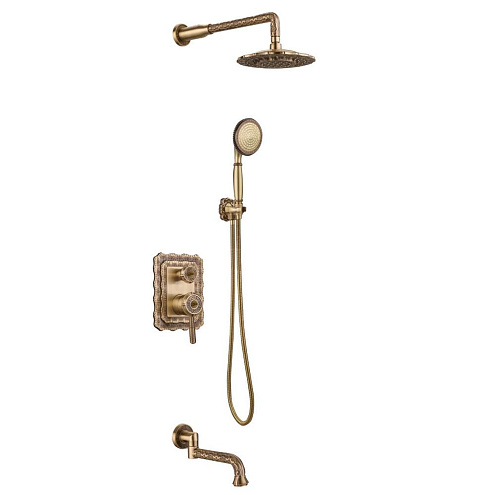 Смеситель Lemark "Жасмин" LM6622B для ванны и душа встраиваемый с дополнительной 1-функциональной лейкой бронза: фотография 1