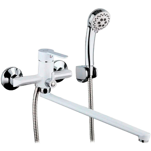 Смеситель для ванны и умывальника 35к F2241 L-нос 35 см белый/хром FRAP: фотография 1