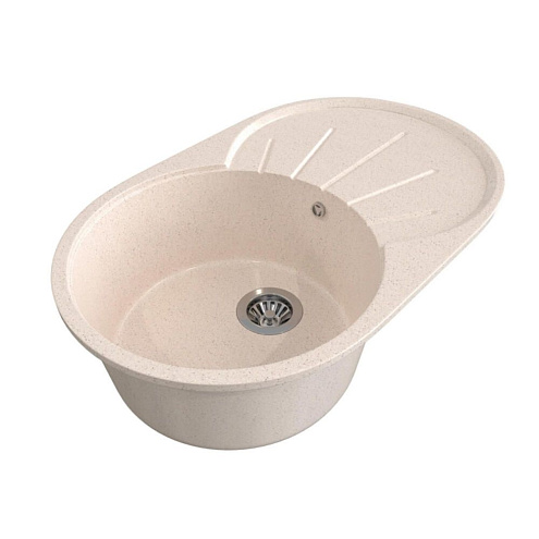 Мойка ML-GMS05 СТАНДАРТ овальная с крылом, бежевый (328), 455х735х170 мм: фотография 1