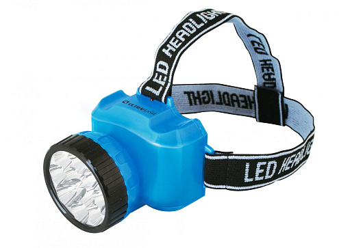 Фонарь налобный аккумуляторный LED 5361 220В 12LED 2 режима; голубой Ultraflash 12420: фотография 1