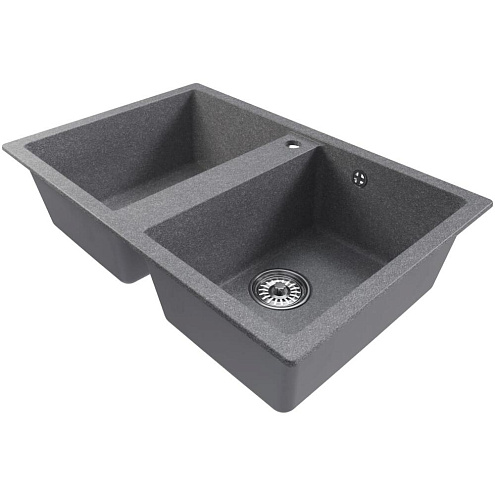 Мойка ML-GM23 двухчашевая, графит (342), 770х500х190 мм : фотография 1