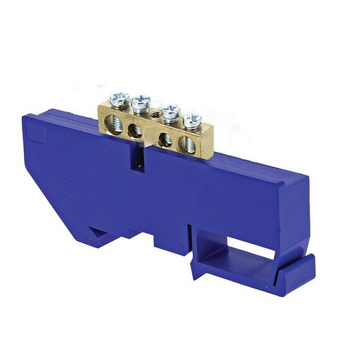 Шина нулевая N 6х9 4 отвер. латунь син. изолятор на DIN-рейку PROxima EKF sn0-63-04-d: фотография 1