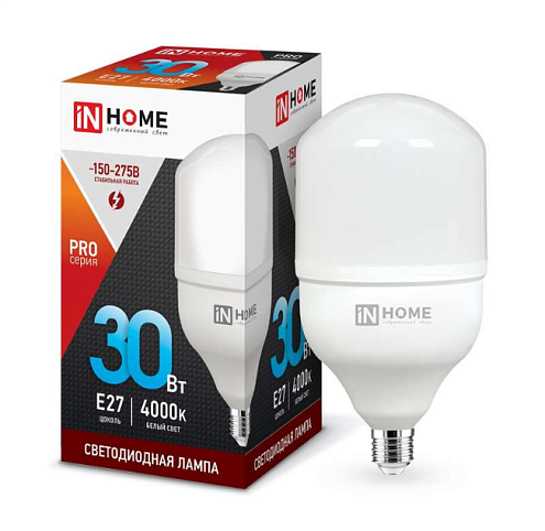 Лампа светодиодная LED-HP-PRO 30Вт 4000К нейтр. бел. E27 2700лм 230В IN HOME 4690612031071: фотография 1
