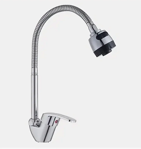 Смеситель для кухни шар. с гибким регулирующим изливом 2-х режимный аэратор 105042-GR d40 GR: фотография 1