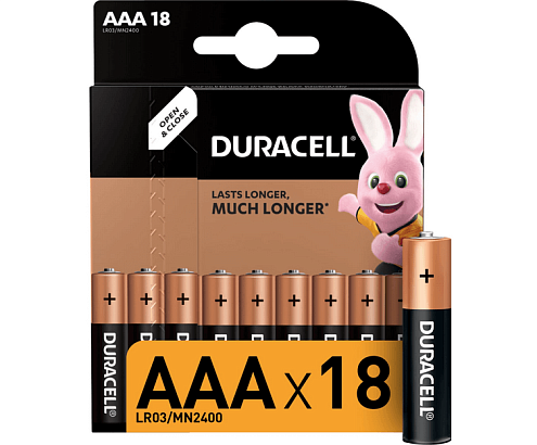 Элемент питания алкалиновый AAA/LR03-18BL Basic (блист.18шт) Duracell Б0014449: фотография 1