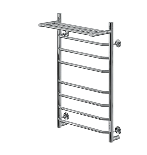 Полотенцесушитель Mixline Мира 80х50 таймер, 382 Вт, 7 перекладин + полка, электрический, хром: фотография 1
