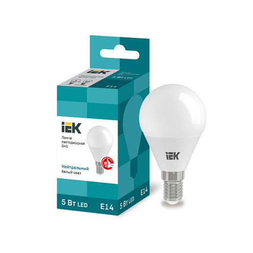 Лампа ECO шар 5Вт 4000К белый E14, LLE-G45-5-230-40-E14: фотография 1