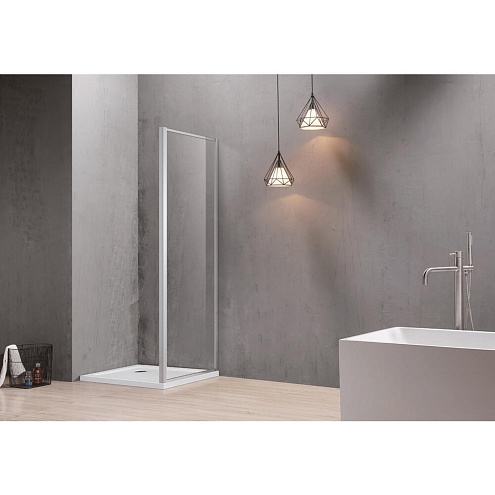 Боковая часть душевого ограждения SANTREK AQUA Time- SP-1000-G-Chrome 1000х1950 стекло Грейп 6мм, профиль хром : фотография 1