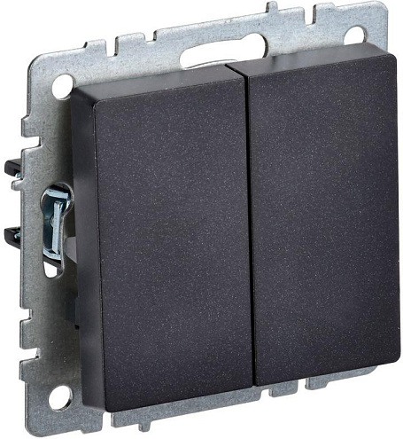 Выключатель 2-кл. СП BRITE ВС10-2-0-БрЧ 10А черн. IEK BR-V20-0-10-K02: фотография 1