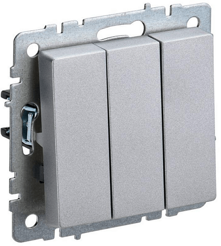 Выключатель 3-кл. СП BRITE ВС10-3-0-БрА 10А алюм. IEK BR-V30-0-10-K47: фотография 1