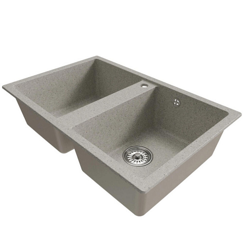 Мойка ML-GM23 двухчашевая, серая (310), 770х500х190 мм : фотография 1