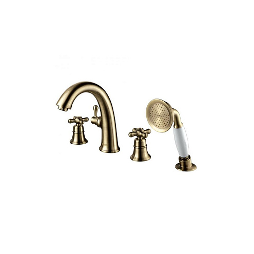 Смеситель Lemark &quot;Винтаж&quot; LM2841B для ванны встраиваемый на 4 отверстия с аксессуарами бронза: фотография 1