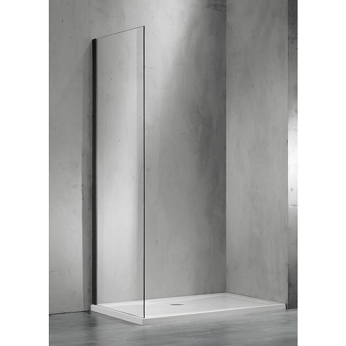 Боковая часть душевого ограждения SANTREK AQUA Evo- SP-1000-C-Matt Black 1000х1950 стекло прозрачное. 8мм, профиль чёрный: фотография 1