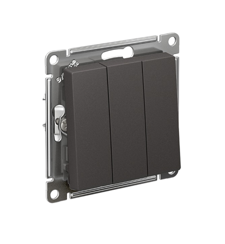 Выключатель 3-клавишный AtlasDesign (сх.1+1+1) 10AX механизм базальт Systeme Electric ATN001431: фотография 1