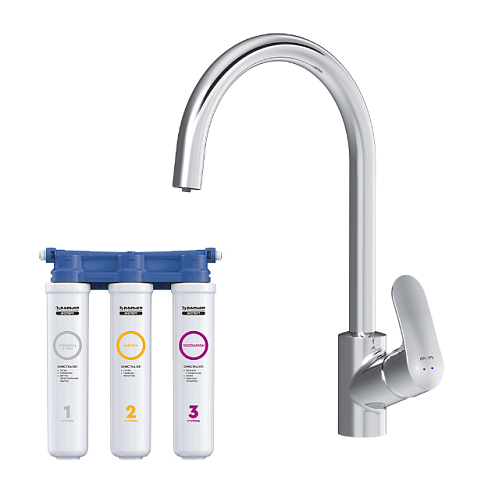 F8007S00 Like, набор 2в1: смеситель для кухни с каналом для питьевой воды, фильтр, хром, шт.: фотография 1