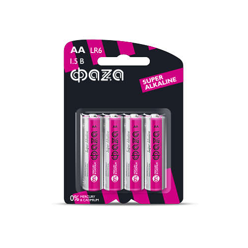 Элемент питания алкалиновый AA LR6 Super Alkaline BL-4 (уп.4шт) ФАZА: фотография 1