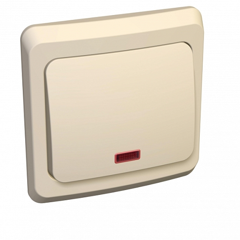 Выключатель 1-клавишный Этюд 10А IP20 с подсветкой кремовый Systeme Electric BC10-005K: фотография 1