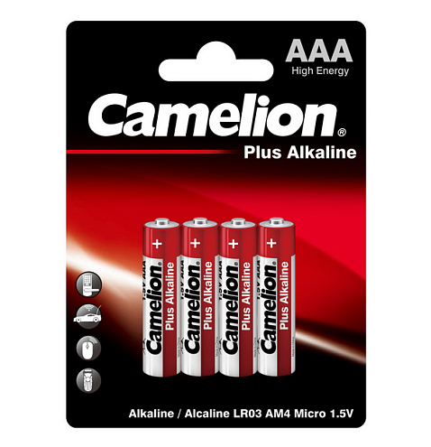 Элемент питания алкалиновый AAA/LR03 1.5В Plus Alkaline LR03-BP4 BL-4 (блист.4шт) Camelion 7369: фотография 1