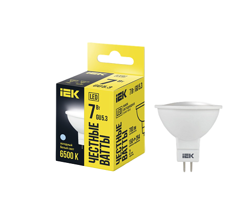 Лампа светодиодная MR16 софит 7Вт 230В 6500К GU5.3 IEK LLE-MR16-7-230-65-GU5: фотография 1