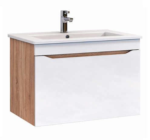 Тумба под раковину Grani 600-0-1 (Элина) навесная дуб золотой под умывальник Элина 60: фотография 1